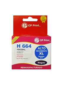 H 664 XL ALTO RENDIMIENTO Negro Tinta Alternativa REM Renew  GOLD 